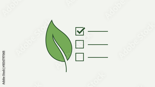 Green leaf and checklist icon symbolizing eco-friendly choices, sustainable practices, environmental responsibility, and nature tasks.