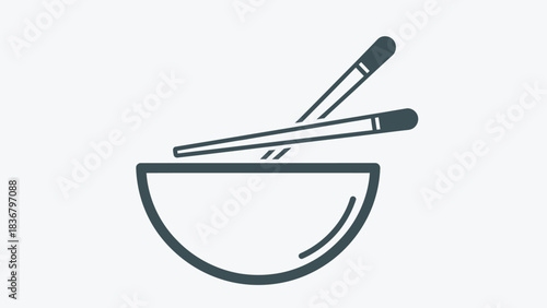 Asian food chopsticks and bowl vector icon. Oriental cuisine graphic symbol for restaurant menus and delivery apps.