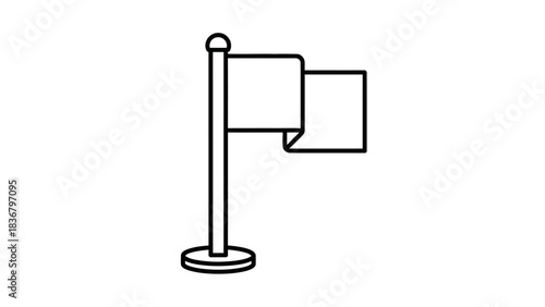 Flag icon outline vector illustration. Simple line art symbol of a marker, destination, goal, or location for web design.