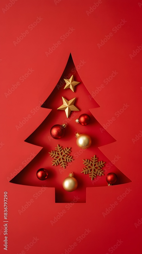 Obraz premium Festive Red Christmas Tree