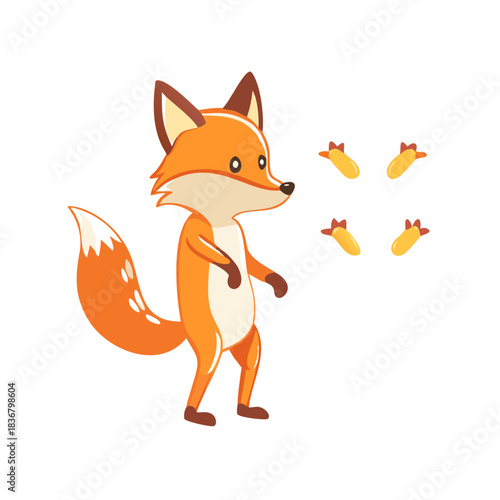 Tricky red fox, set of frames or sequences for character animation.
