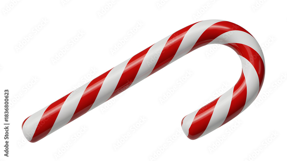 Fototapeta premium Classic red and white striped candy cane on a white background