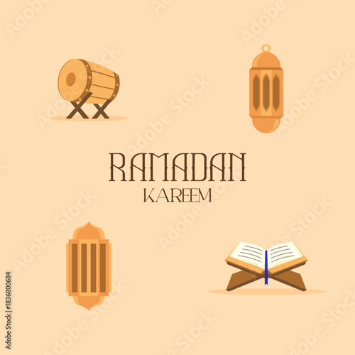 islamic icons set of vector design