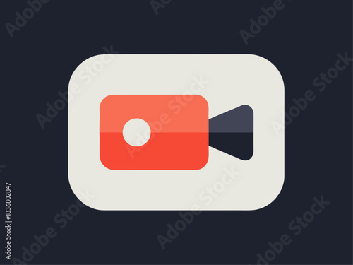 Modern flat icon of a video camera on a dark background