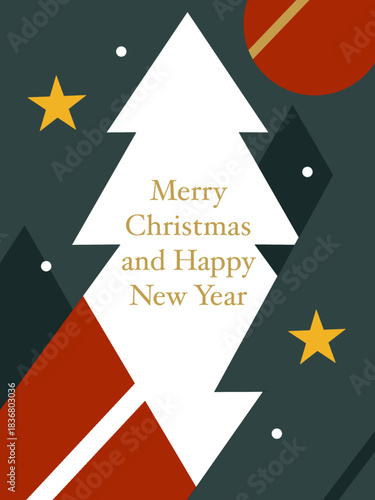 Merry christmas and happy new year greeting card abstract theme. Color green, red, white and gold