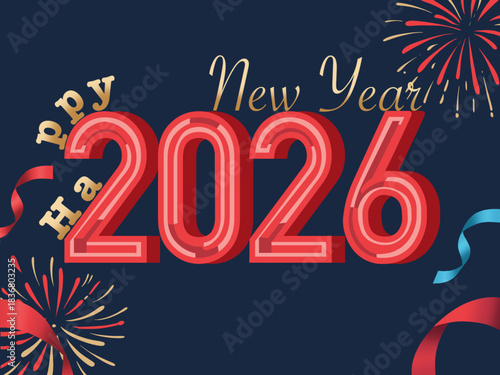 Happy new year 2026 with fieworks