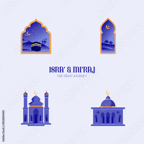islamic icons set of vector design