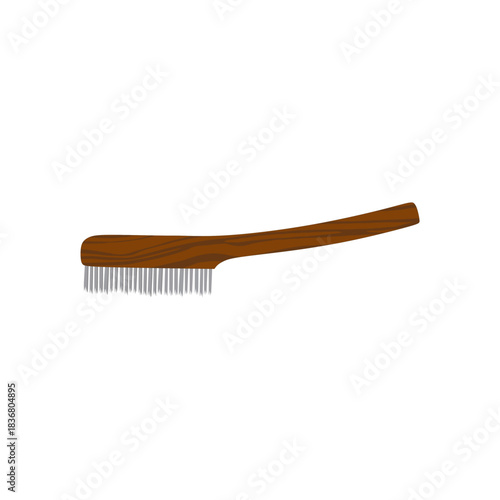 wire brush flat design vector illustration isolated on white background. steel wirebrush for drill clean off old metal sheet with rust. Wire cleaning brush. Cleaning metal embedded from concrete.