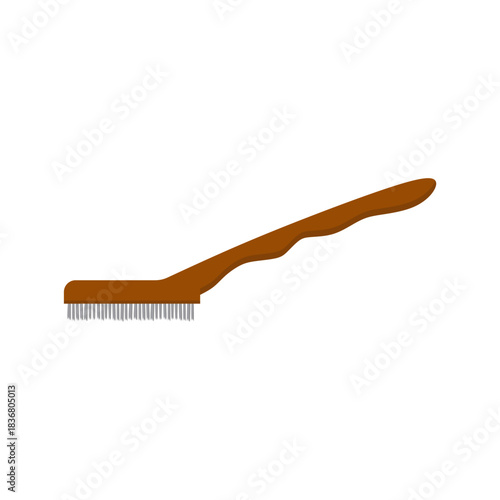 wire brush flat design vector illustration isolated on white background. steel wirebrush for drill clean off old metal sheet with rust. Wire cleaning brush. Cleaning metal embedded from concrete.