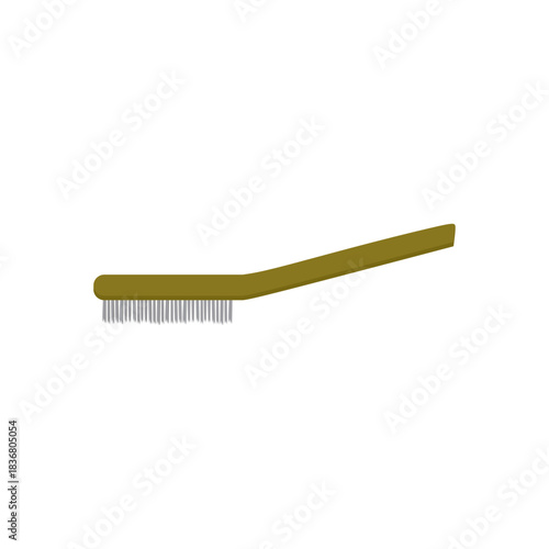 wire brush flat design vector illustration isolated on white background. steel wirebrush for drill clean off old metal sheet with rust. Wire cleaning brush. Cleaning metal embedded from concrete.