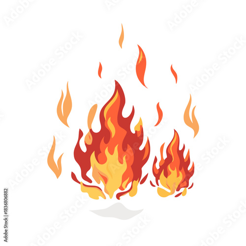 Set of fire animation, vector flat style.Bonfire, motion footage
