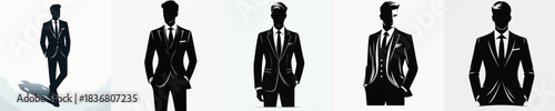  VECTOR MAN IN SUIT SILHOUETTE WHITE BACKGROUND