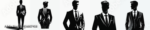  VECTOR MAN IN SUIT SILHOUETTE WHITE BACKGROUND