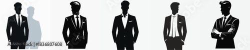  VECTOR MAN IN SUIT SILHOUETTE WHITE BACKGROUND