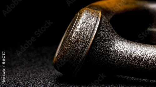 bakelite. Close-up of an antique telephone receiver with dark brown bakelite casing, textured surface. product launch decks, UI/UX mockups, designed for product launches and innovation pitches.
