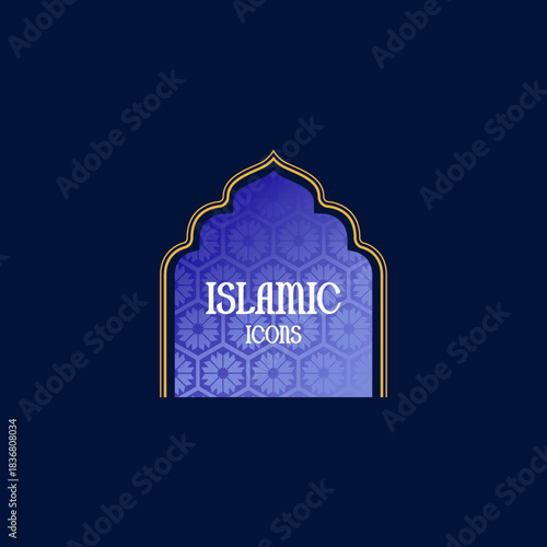 islamic icons set of vector design