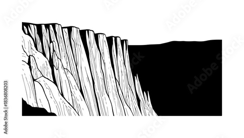 Cliff face in black and white art