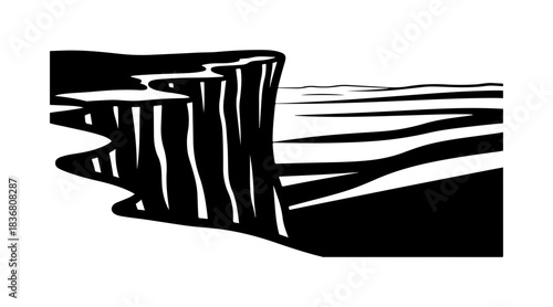 Cliffside landscape in black and white
