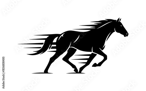 Silhouette of a running horse