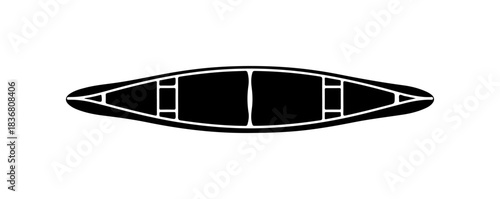 A stylized canoe top down view