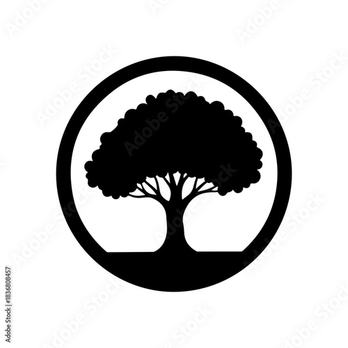Tree silhouette in a circle art