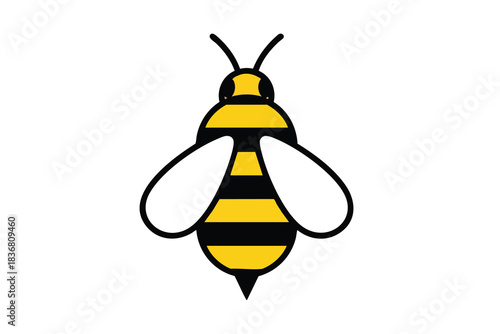 Simple Yellow and Black Striped Bee Illustration