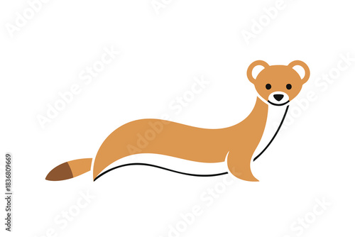 Cartoon Weasel Illustration Simple Animal Design