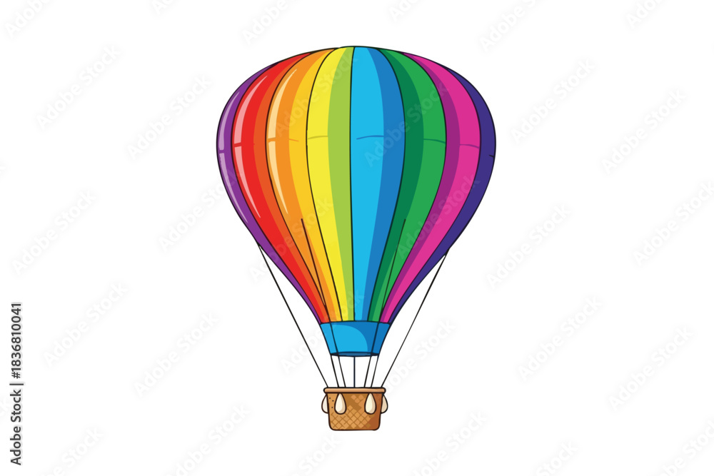 Naklejka premium Vibrant Rainbow Hot Air Balloon Illustration