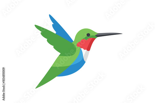 Vibrant Hummingbird Illustration in Flight