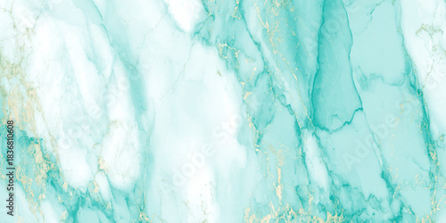 Abstract liquid turquoise marble background with glittering gold veins, luxurious ethereal and striking gold veining.