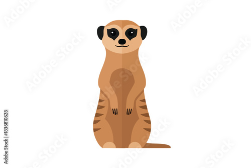 Cartoon meerkat standing upright on hind legs isolated