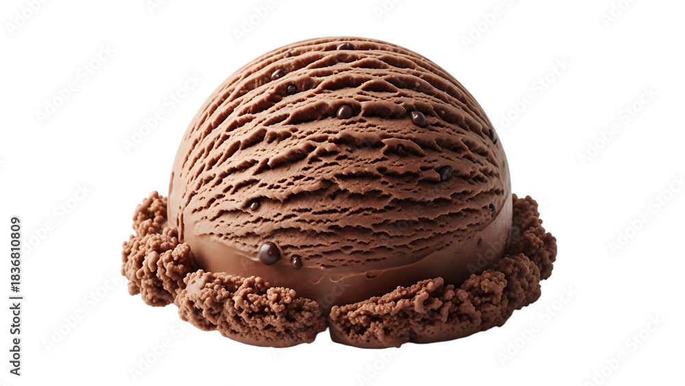 Fototapeta premium Delicious chocolate swirl ice cream scoop isolated on transparent background