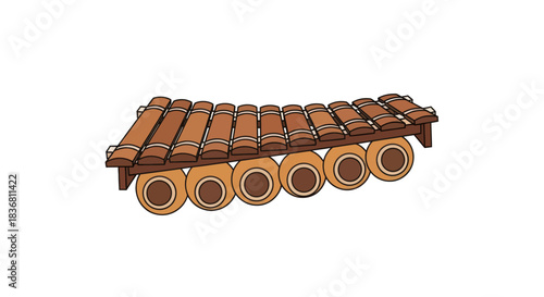Wooden Marimba with Resonators a Percussion Instrument.
