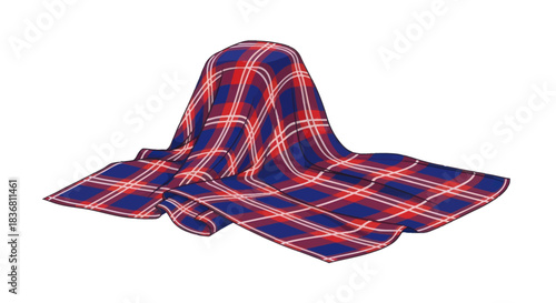 Draped Tartan Fabric Covering an Undefined Object.