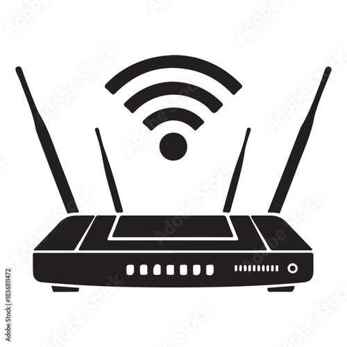 Wireless router with wi fi signal and antennas