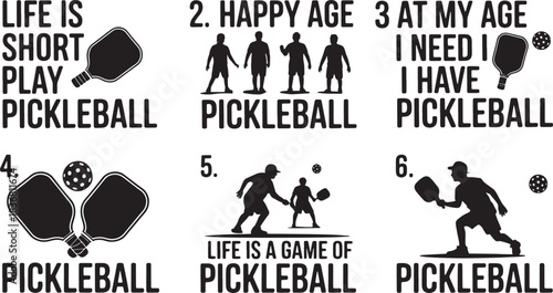 Pickleball activity is short time play quote art for sport player hobby