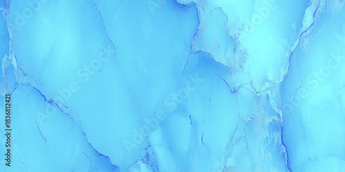 Abstract aqua blue fluid alcohol ink texture background banner with silver metallic veins horizontal format is ideal for web headers or cover images.