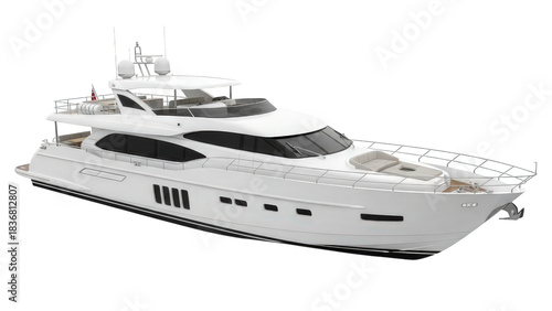 Luxury motor yacht isolated on a white background
