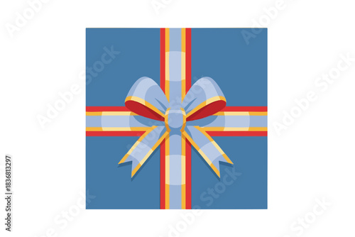 Blue Gift Box with Ribbon