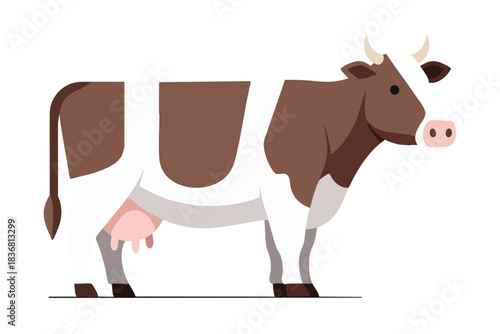 Brown and White Cow Illustration