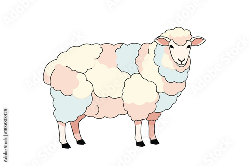 Colorful Cartoon Sheep Illustration