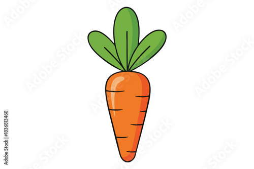 Vibrant Orange Carrot with Green Leaves Illustration