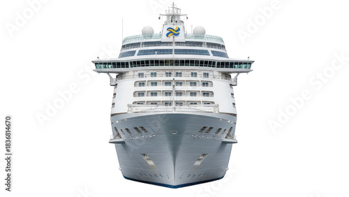 Big luxury passenger cruise ship isolated on transparent background
