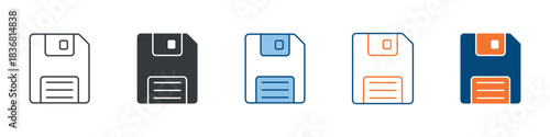 Floppy Disk Icon Set Multiple Style Collection 