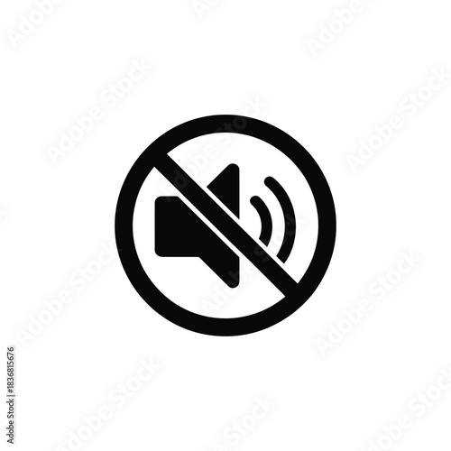 Black speaker symbol with sound waves and a diagonal line indicating mute or no audio
