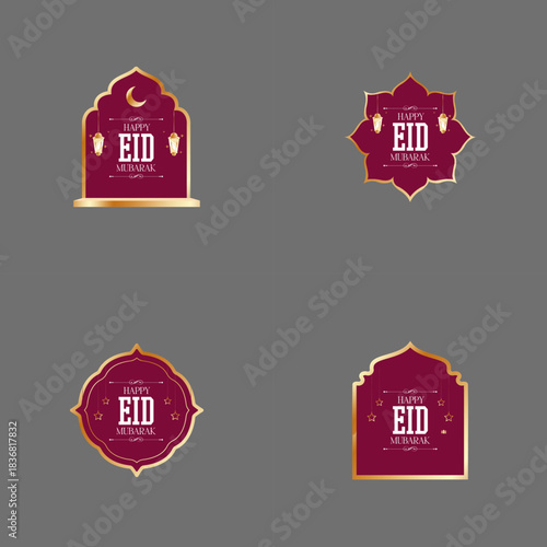 islamic icons set of vector design