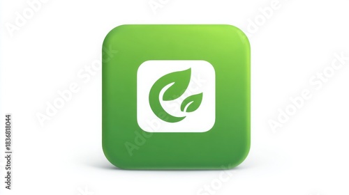Free Download Green square button featuring leaf icon representing eco-friendly actions and credit reward concepts for users - GFXLoad