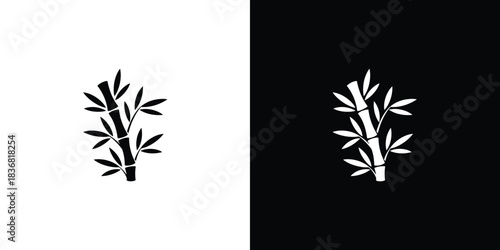 Stylized bamboo plant icons displaying both a solid black and white outlined version