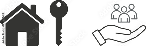 Abstract logo design featuring three stylized human figures with raised arms in purple, teal, and pink, symbolizing community, unity, celebration, and diversity.