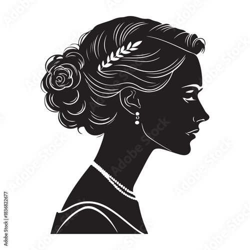 Woman silhouette with elegant updo hairstyle Vector